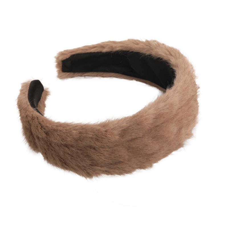 E廠-秋冬日常百搭通勤新款純色毛絨髮箍時尚洋氣百搭髮卡髮飾頭飾品女「27765」25.12-2