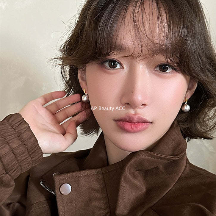 C廠-小眾設計拉絲金屬球耳釘女冷淡風個性925銀針高級感耳墜秋冬耳飾「EH-4287」25.11-4