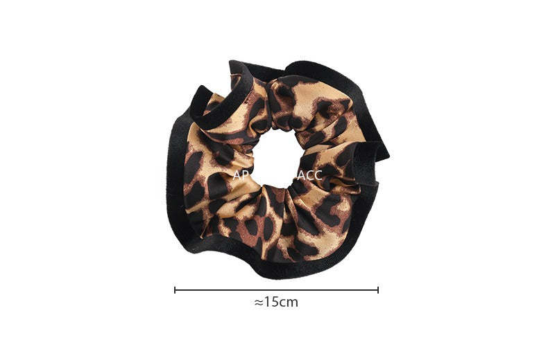 E廠-復古豹紋拷邊大腸髮圈頭繩髮飾秋冬頭花扎馬尾皮筋高級感髮繩頭飾「27700」25.11-4