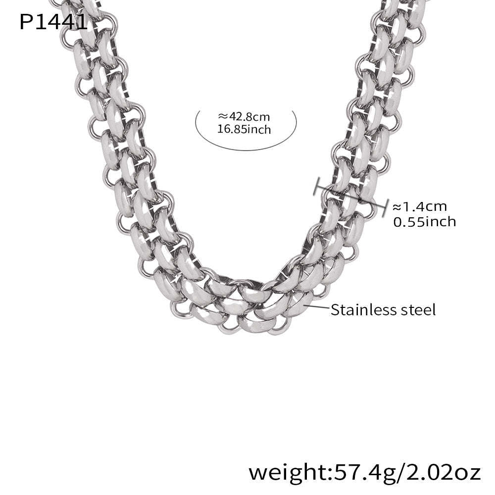 B廠-不鏽鋼OT扣純粗鏈條項鍊手鍊套裝歐美中性嘻哈誇張飾品鍍18k真金「P1441」25.12-2