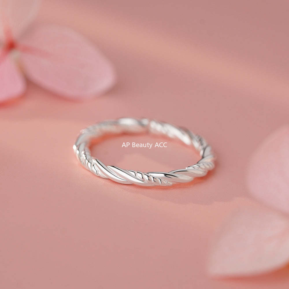 D廠-純銀S925精緻麻花戒指女輕奢簡約甜美高級感氣質百搭小眾指環「YC3302R_1」25.12-3