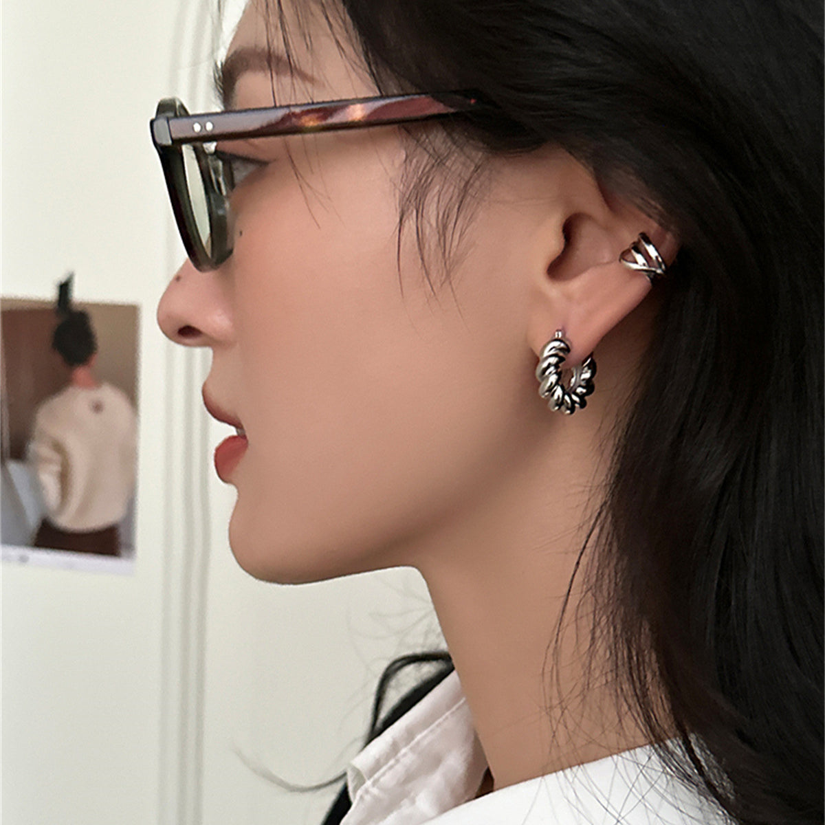 C廠-小眾設計麻花耳環女輕奢高級感銀針耳圈冷淡風韓系氣質ins風耳飾「EH-3569」25.05-4