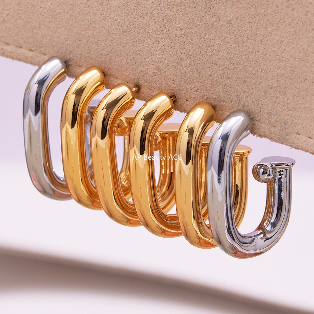 B廠-法式U型橢圓耳環簡約冷淡風耳釘銅材質鍍18k真金不掉色耳飾「F763」25.11-1