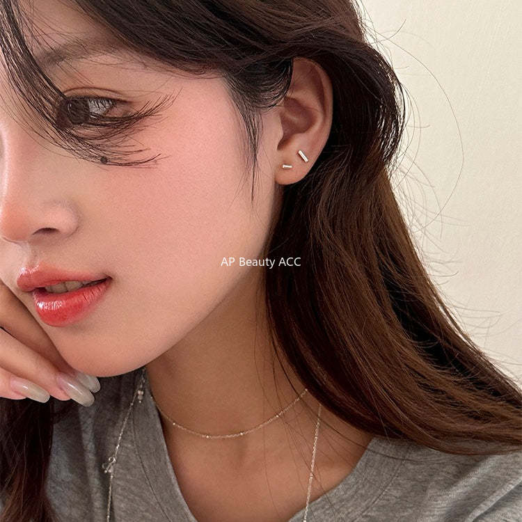 C廠-925純銀極簡日常幾何小方塊耳釘女百搭高級感養耳洞耳環秋冬耳飾「EH-4187」25.12-3