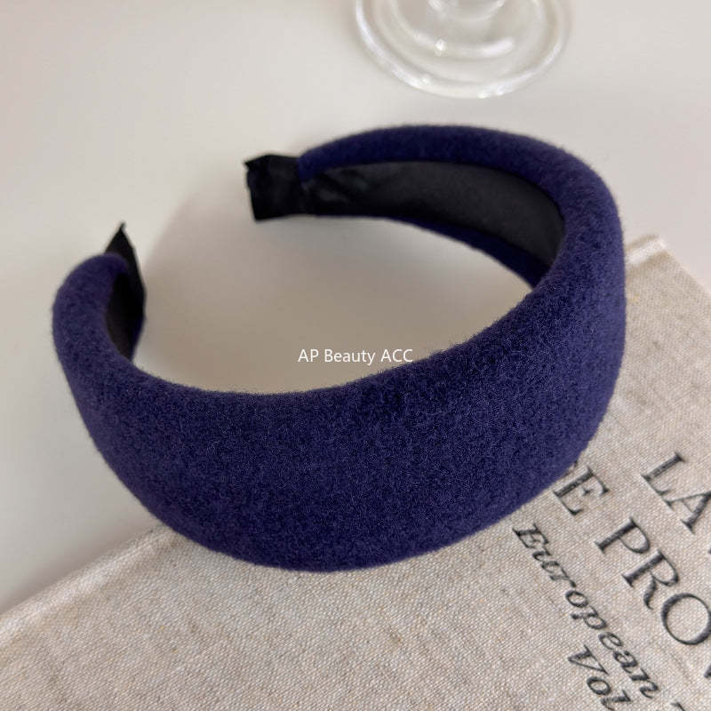 E廠-毛呢寬邊高顱頂髮箍女秋冬日常外戴洗臉壓髮頭箍韓系復古氣質髮卡「27699」25.11-3
