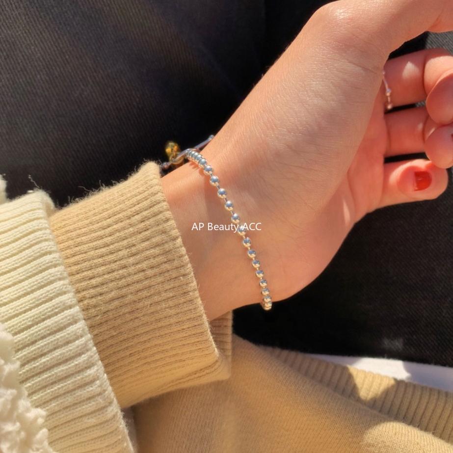 F廠-韓國明星同款S925純銀圓珠愛心簡約光珠鏈手鐲手環手飾「A323」25.11-2