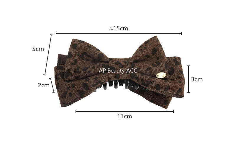 E廠-秋冬新款毛呢豹紋蝴蝶結香蕉夾髮卡高馬尾竪夾扭扭夾高級感髮飾潮「27748」25.12-1