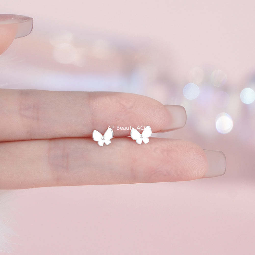 D廠-足銀S999可愛蝴蝶螺絲耳環你甜美風小清新氣質小巧精緻耳飾「YC6506E_1」25.11-4