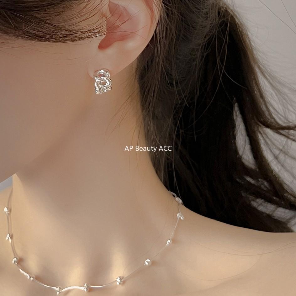 F廠-韓國韓版925純銀鎖鏈耳環耳釘耳扣女簡約時尚ins耳飾「C873」25.11-2