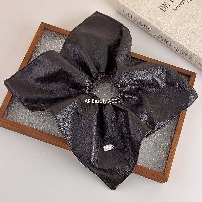 E廠-韓國ins風咖色豹紋拼接大腸髮圈女秋冬氛圍感氣質低馬尾頭繩髮飾「27622」25.11-1