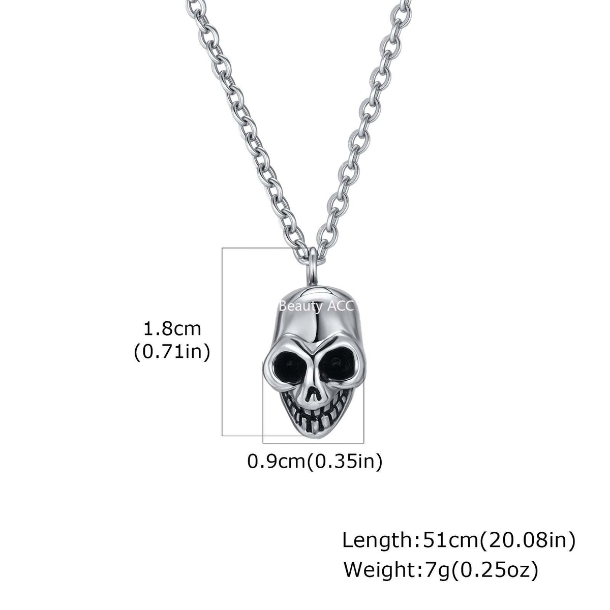 G廠-不鏽鋼扁十字鏈骷顱頭吊墜項鍊「NC-2619」25.12-2