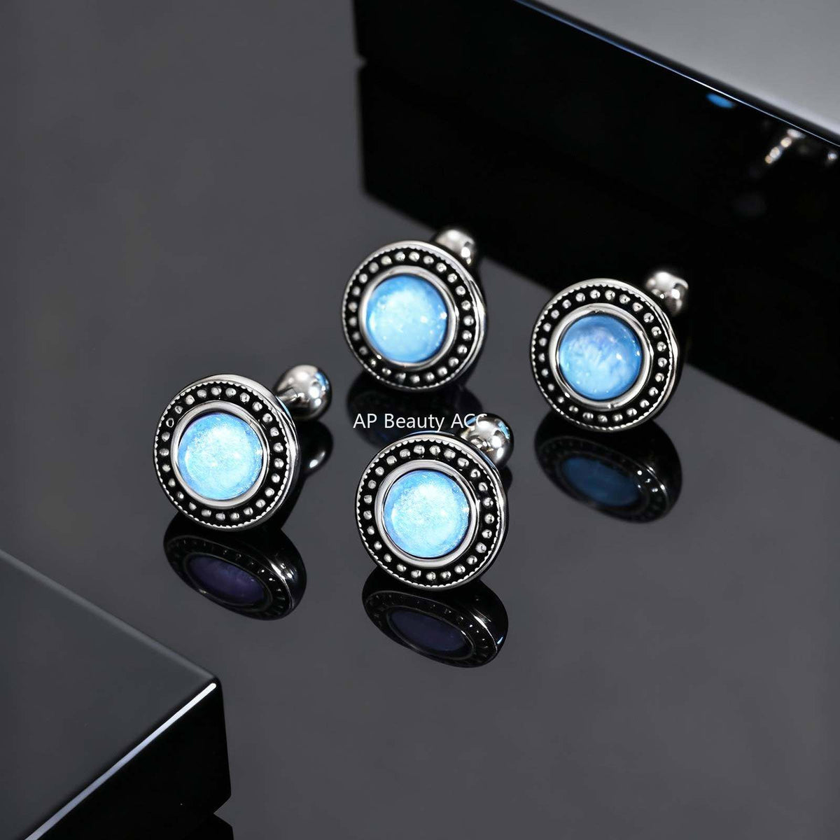 G廠-不鏽鋼日系復古男士潮流時尚新款樹脂耳釘鋼色「ES-768」25.12-2