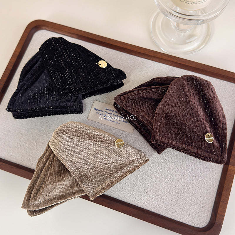 E廠-秋冬復古絨布三角抓夾輕奢純色布藝纏繞香蕉夾高級感扎馬尾竪夾「27720」25.11-4