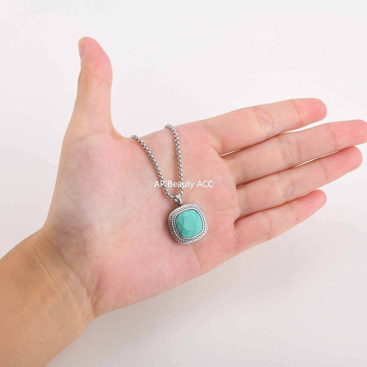 G廠-鈦鋼跨境方形切面吊墜項鍊夏季百搭男士簡約時尚設計感項墜「NC-353」25.11-1