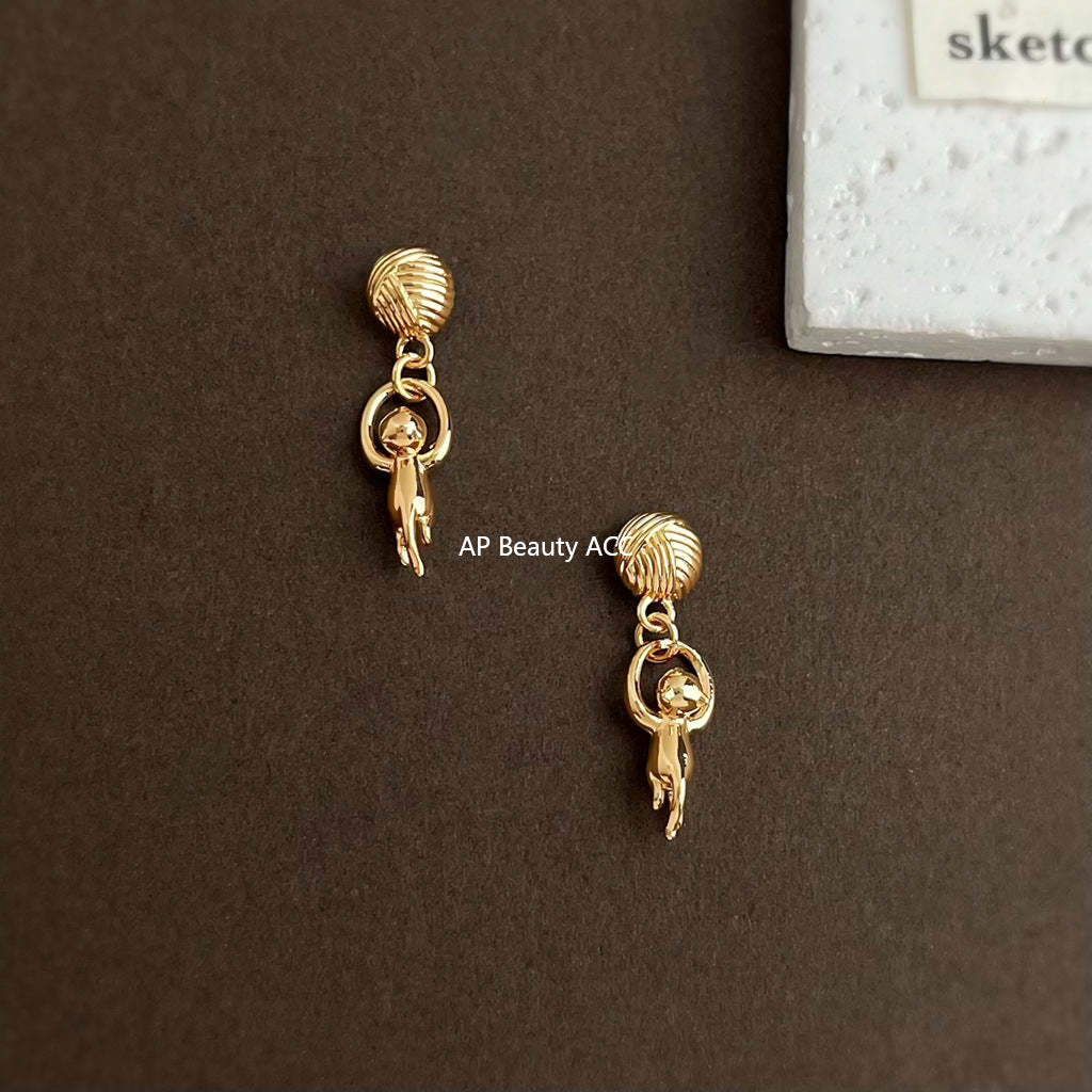 A廠-原創貓咪~925銀針時尚設計感簡約個性小眾新款動物耳飾工廠耳環女「7042」25.11-1