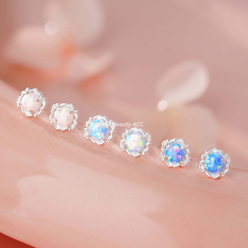 D廠-足銀S999幾何歐泊耳環女設計甜美輕奢冬季爆款簡約小眾耳飾批發「YC2656E_1」25.11-4