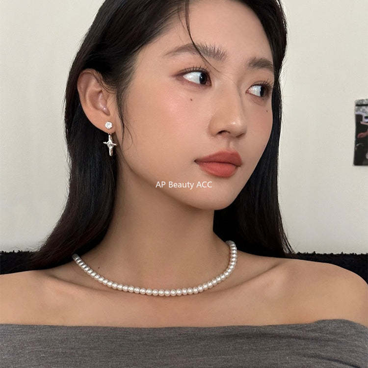 C廠-精緻時尚四芒星耳釘女高級感冷淡風鋯石耳環簡約小眾秋冬百搭耳飾「EH-4353」25.11-4