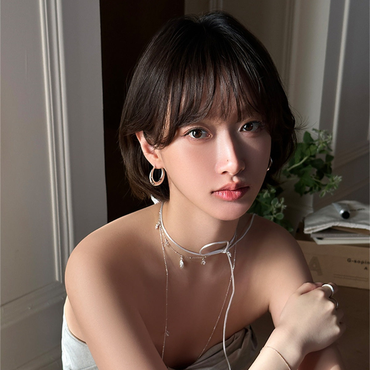 C廠-歐美時尚簡約素圈耳環女小眾輕奢百搭氣質銀針耳圈高級感個性耳飾「EH-3970」25.10-1