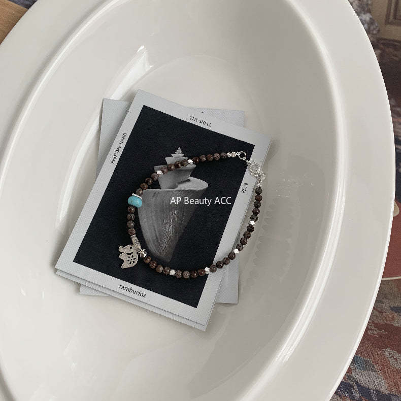 C廠-泰國清邁手工銀森系大象小象復古泰銀雪花石S925純銀項鍊銀手鍊「1528」25.11-3