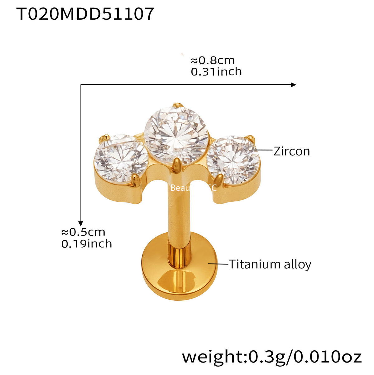 B廠-撒旦的孩子美人魚穿刺唇釘女鈦合釘甜酷辣妹唇環鈦合金飾品「T009」25.11-2