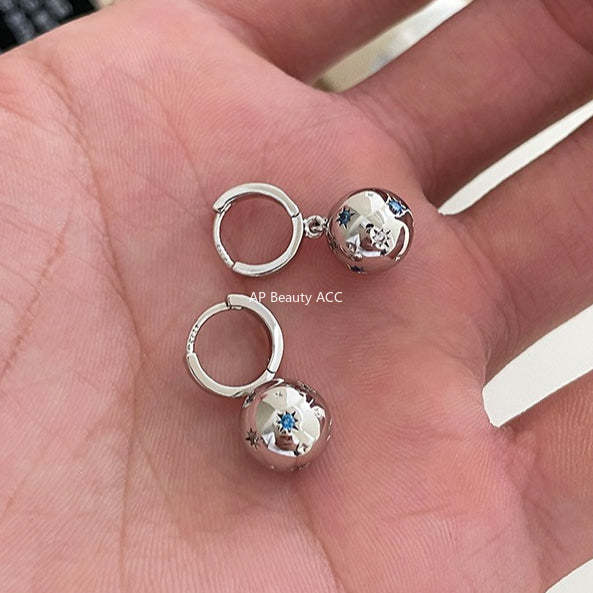 C廠-星球耳扣女小眾復古設計簡約銀針耳環時尚氣質極簡耳飾「EH-4124」25.12-2