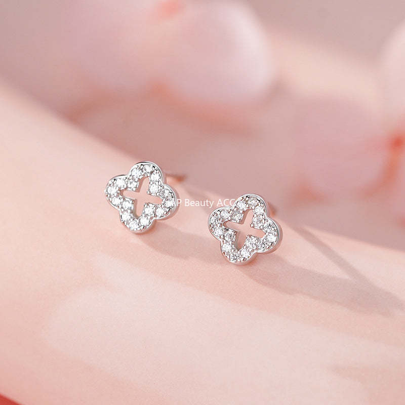 D廠-S999足銀四葉草耳環輕奢法式復古新氣質小眾個性溫柔耳飾「YC7533E」25.11-3