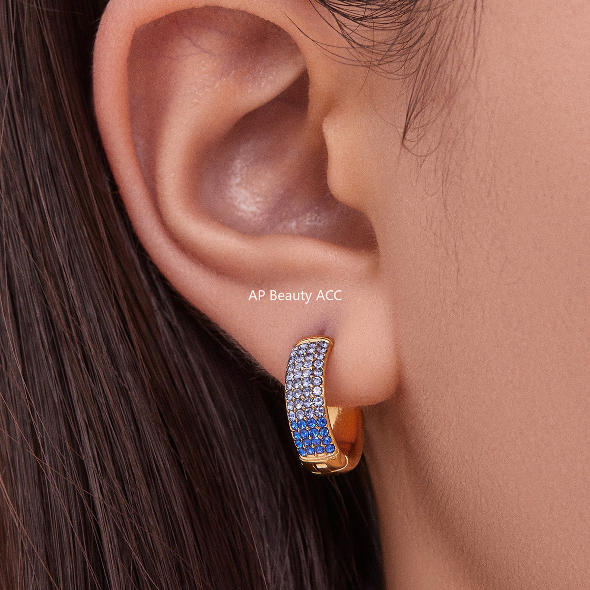 B廠-彩色鋯石拼色圓圈耳環大中小尺寸耳扣不鏽鋼鍍18k真金飾品「F931」25.11-2