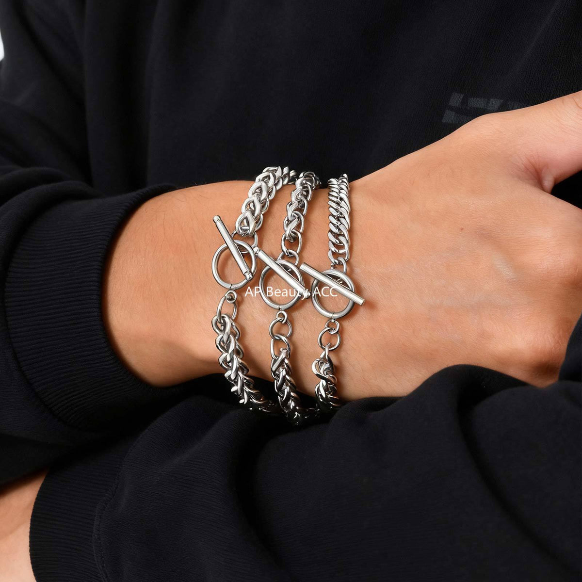 G廠-不鏽鋼酷帥古巴鏈簡約冷淡風單層龍骨鏈OT扣日常疊戴手鍊「BR-1749」25.12-1