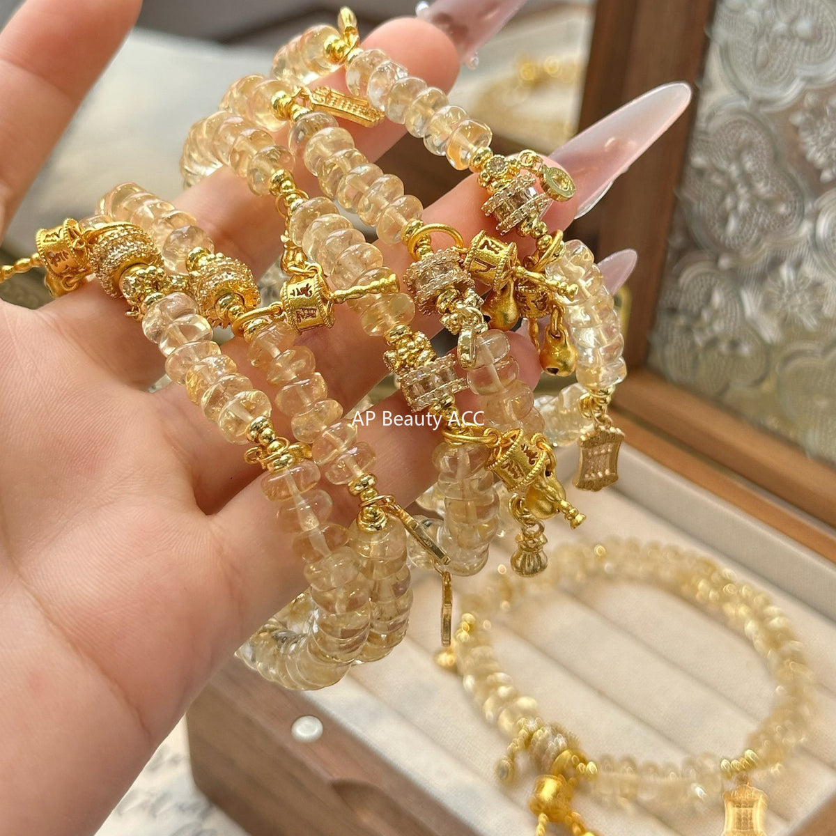 AS廠-天然黃水晶算盤時尚氣質簡約高級感招財轉運珠手鍊手串爆款「l2980」25.11-2