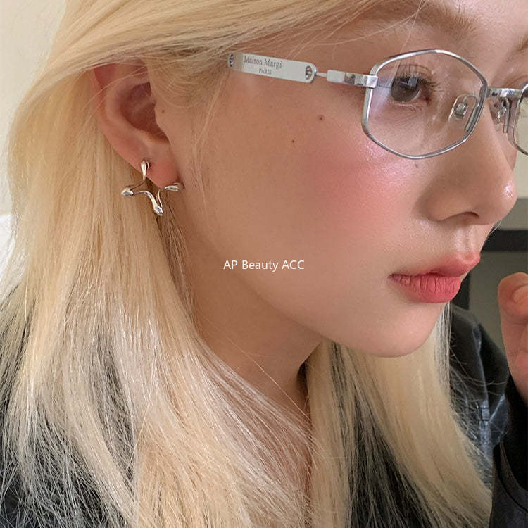 C廠-韓版INS四芒星銀針耳釘小眾輕奢設計感高級耳環日常百搭秋冬耳飾「EH-4276」25.11-4