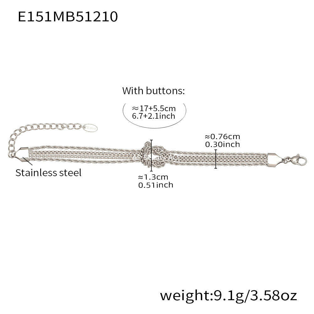 B廠-不鏽鋼打結鏈手鍊個性間電鍍18k真金INS小眾設計時尚百搭歐美手飾「E151」25.12-3