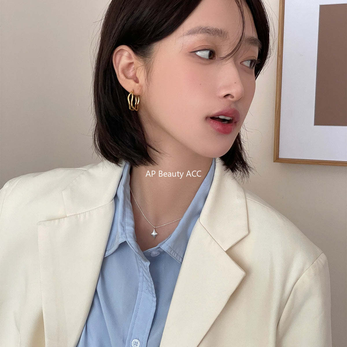 C廠-極簡百搭雙層不規則耳夾女小眾高級感時尚耳環精緻氣質秋冬耳飾「EJ-60」25.12-3