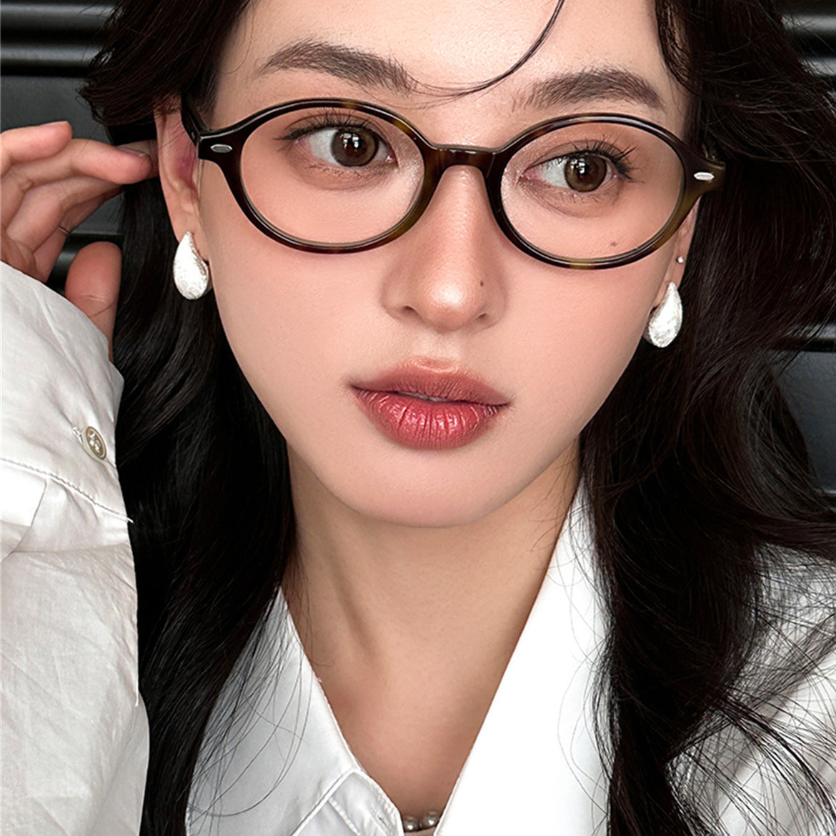 C廠-簡約大氣拉絲水滴銀針耳釘女秋冬復古時尚高級感氣質耳環輕奢耳飾「EH-3753」25.09-1