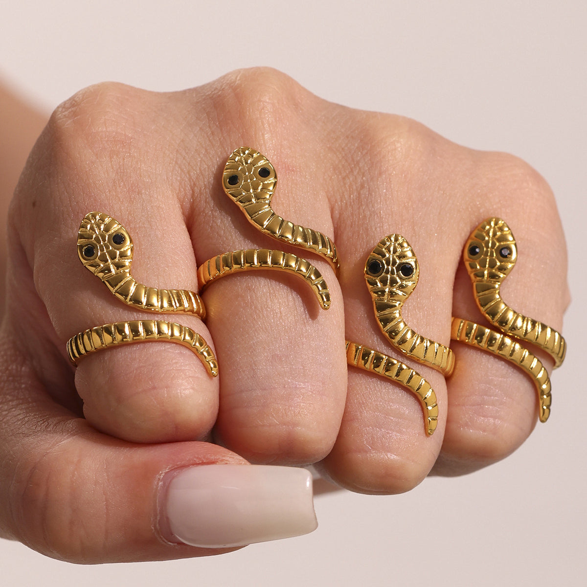 B廠-歐美不鏽鋼蛇形戒指小眾開口指環本命年鈦鋼飾品跨境rings「A786-A787」25.07-2