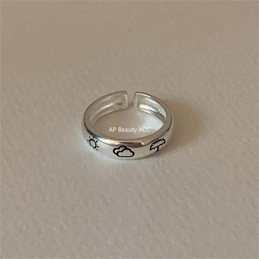 F廠-韓版飾品925純銀天氣雲朵戒指簡約小紅書個性INS流行首飾「J1912」25.10-1