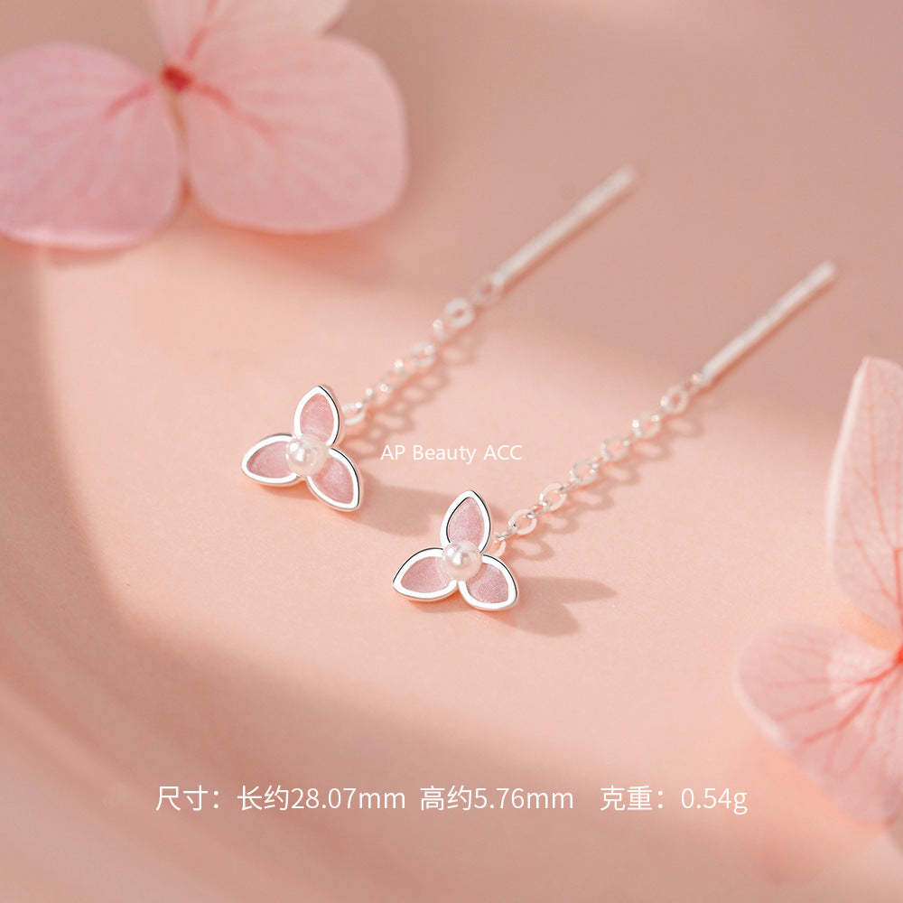 D廠-足銀S999時尚花朵珍珠耳環耳線甜美百搭文藝氣質養耳洞耳飾「YC4125E_1」25.12-1