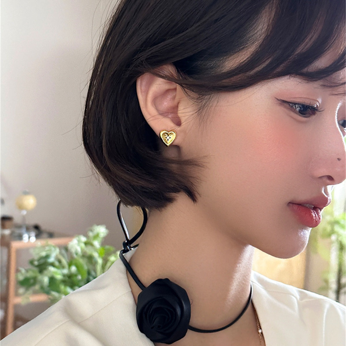 C廠-韓版設計鋯石愛心耳環女時尚精緻輕奢百搭銀針耳扣高級感秋冬耳飾「EH-4013」25.10-1