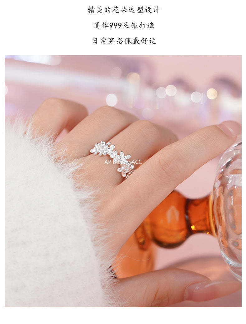 D廠-S999足銀桂花戒指清新森系唯美氛圍感溫柔日常通勤手飾戒指批發「YC3087R_1」25.11-3