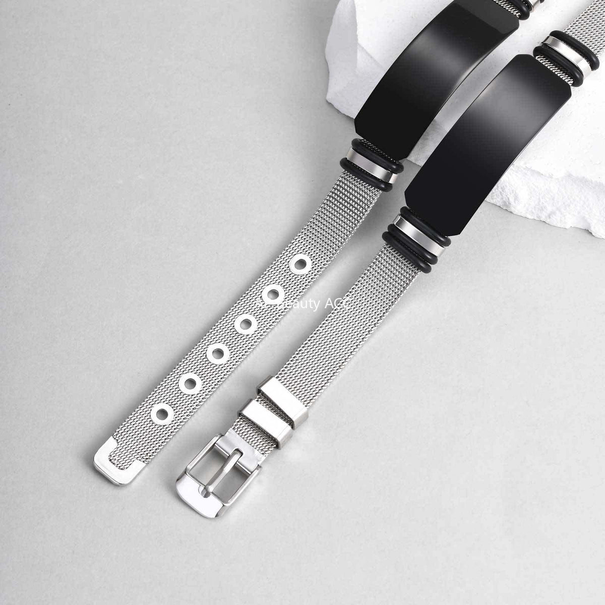 G廠-跨境歐美男士不鏽鋼彎牌網狀錶帶手鍊鋼色「BR-2794」25.12-2