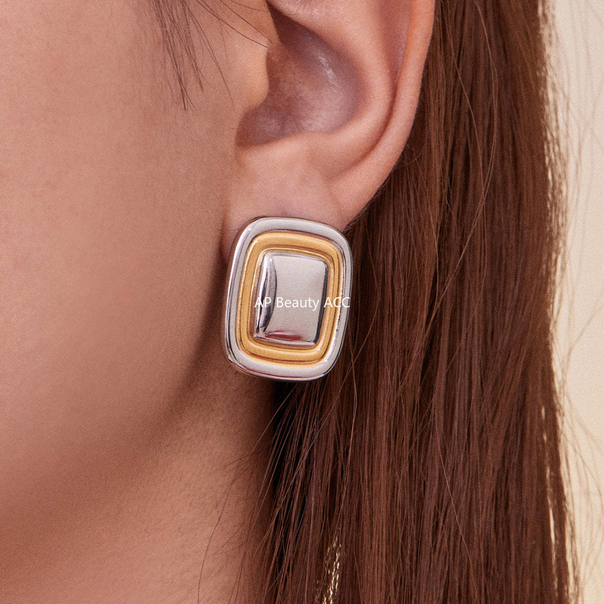 B廠-跨境新款不鏽鋼空心8子耳環ins小眾設計耳飾鍍18k金不掉色「F625-F626」25.10-5