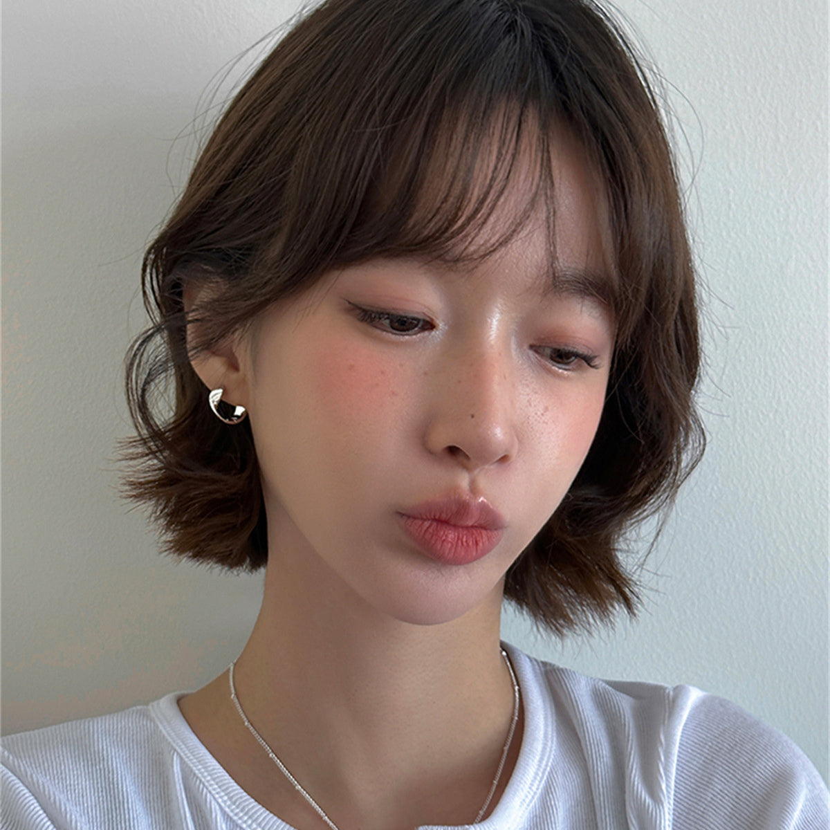 C廠-925銀針莫比烏斯素圈耳環女簡約設計感高級個性ins冷淡風輕奢耳圈「EH-3965」25.09-2