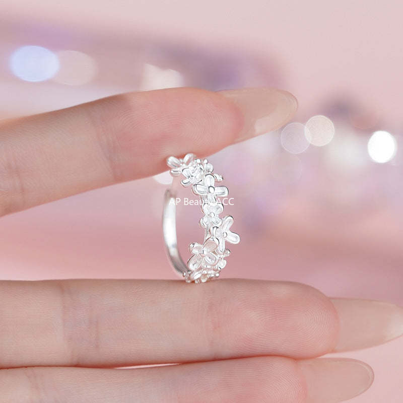 D廠-S999足銀桂花戒指清新森系唯美氛圍感溫柔日常通勤手飾戒指批發「YC3087R_1」25.11-3