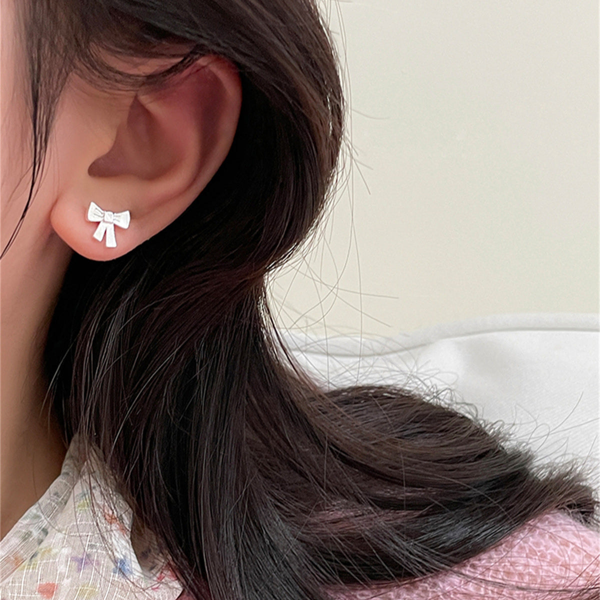 C廠-精緻可愛卡通蝴蝶結耳釘女時尚百搭高級感銀針耳環輕奢高級感耳飾「EH-3748」25.08-4
