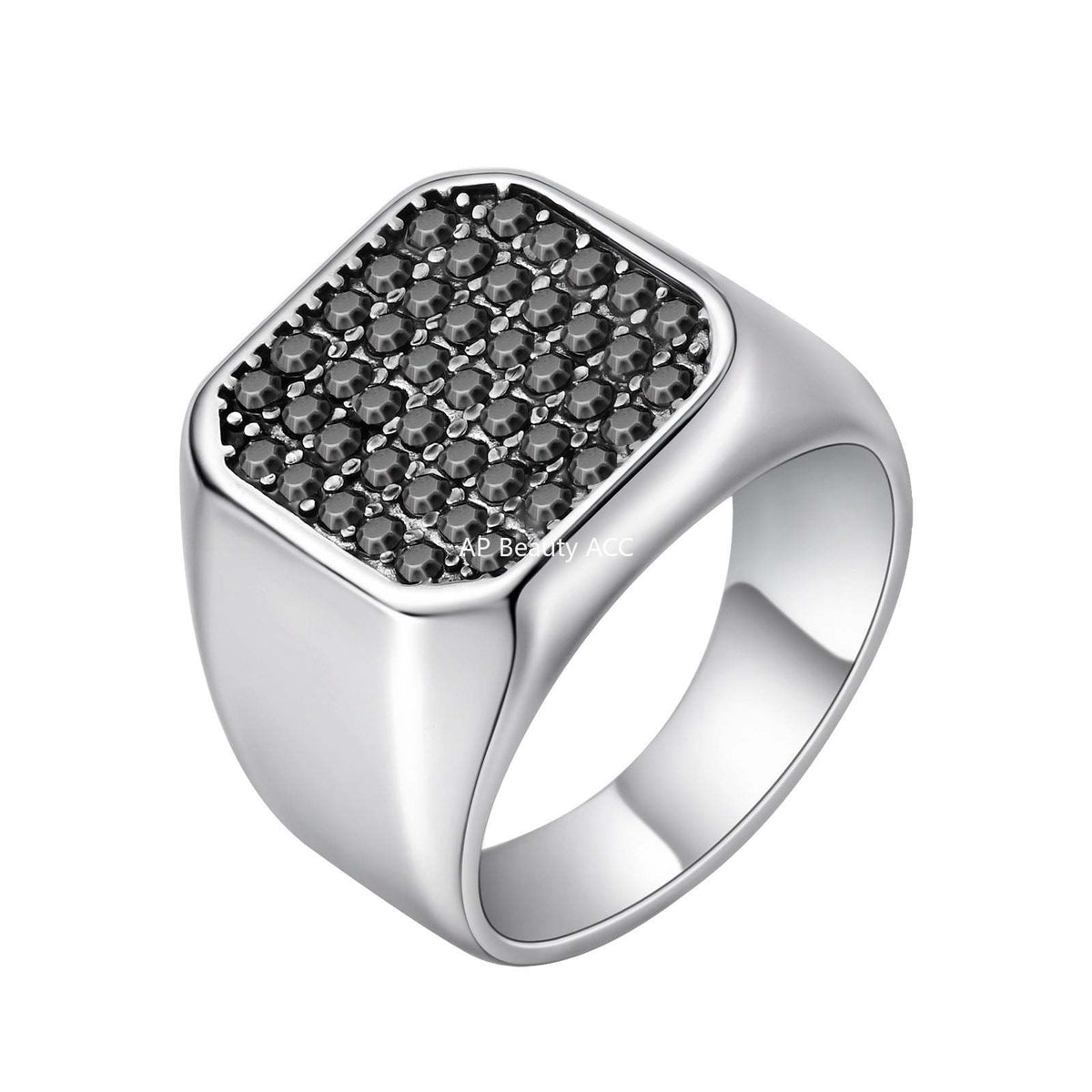 G廠-不鏽鋼戒面鑲灰鋯石戒指 歐美潮人夜店嘻哈HIPHOP指環「RC-925」25.10-5