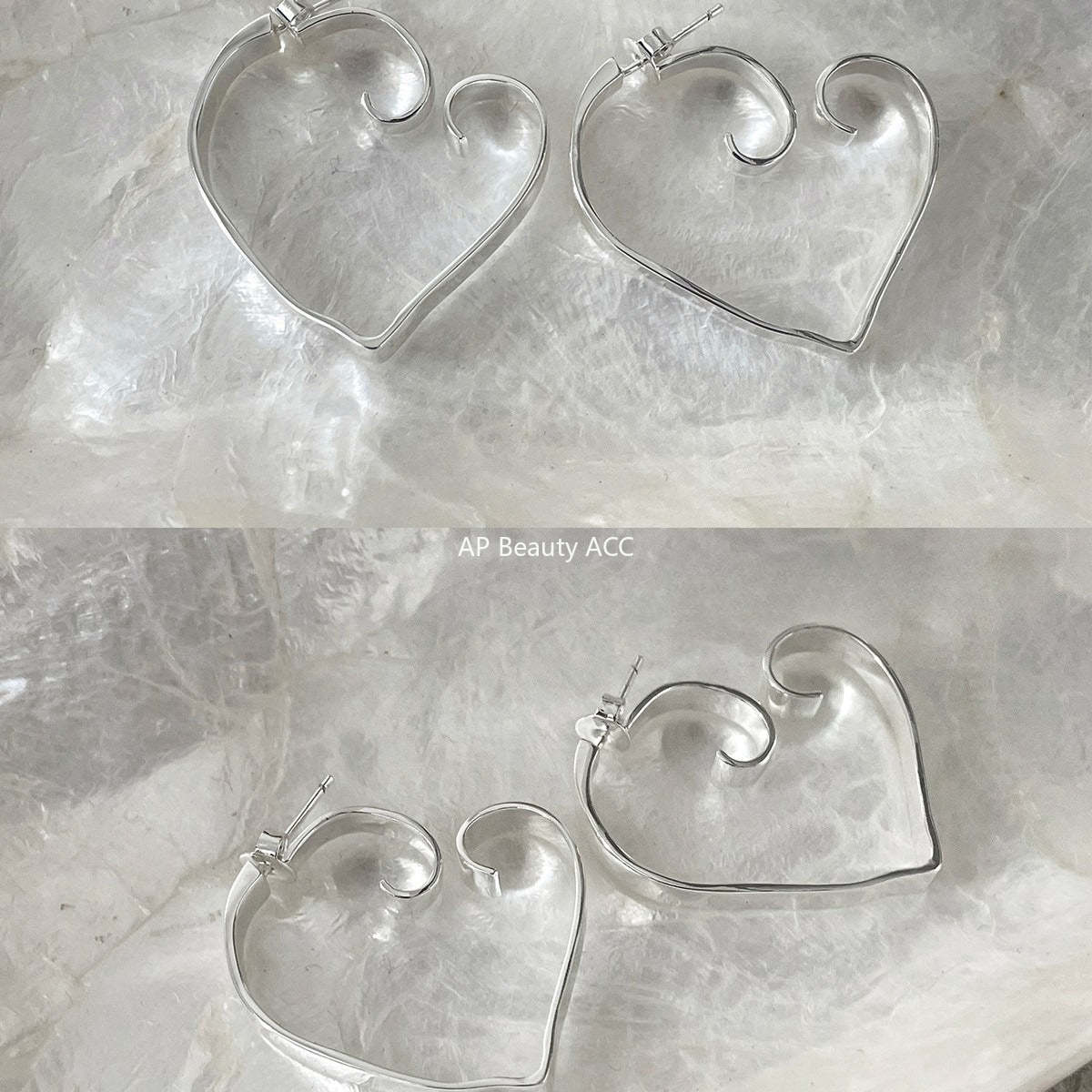 C廠-法式復古簡約愛心耳釘女小眾設計感百搭高級銀針耳環甜美秋冬耳圈「EH-4304」25.11-4