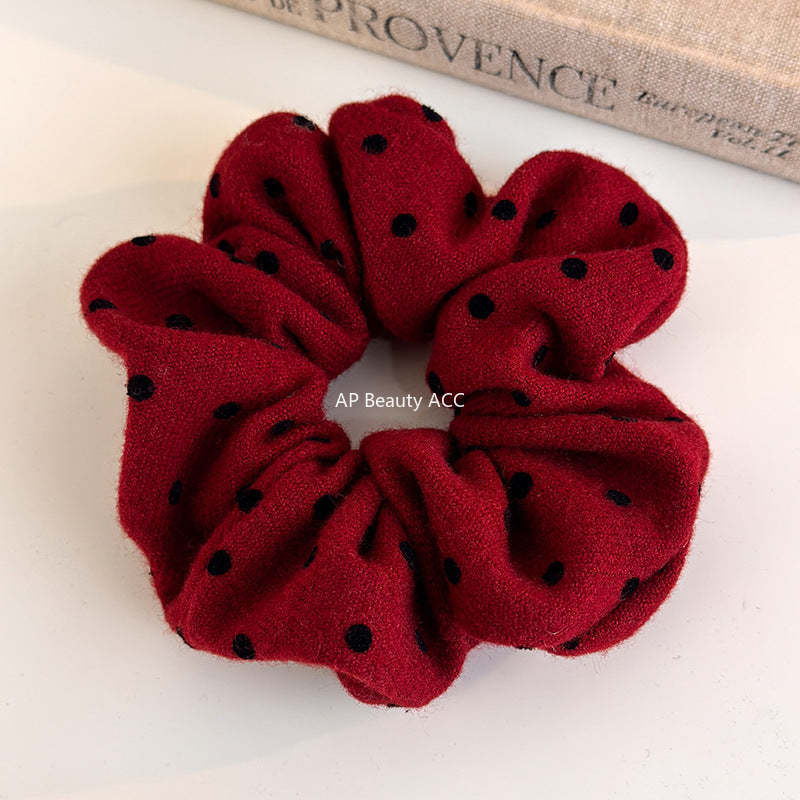 E廠-新年紅色波點大腸髮圈網紅2025新款綁頭髮頭繩高顱頂頭箍洗臉髮捆「27755」25.12-1
