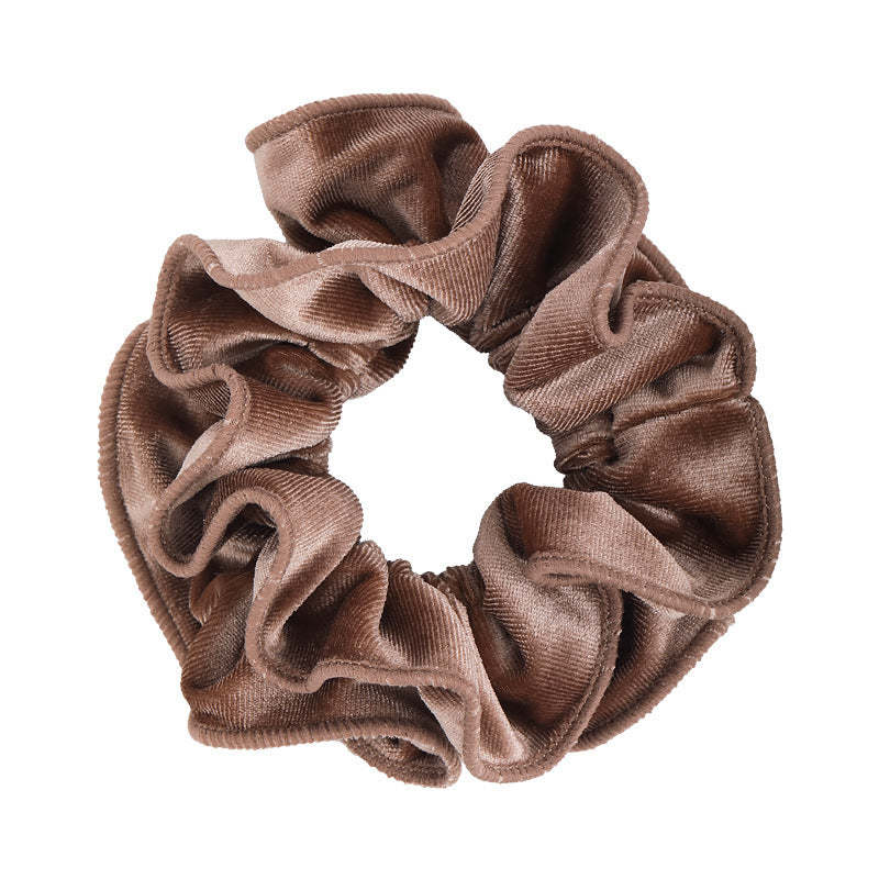 E廠-氣質絲絨木耳邊雙層大腸髮圈女扎頭髮繩低丸子頭繩皮筋髮飾秋冬「26173」25.11-1