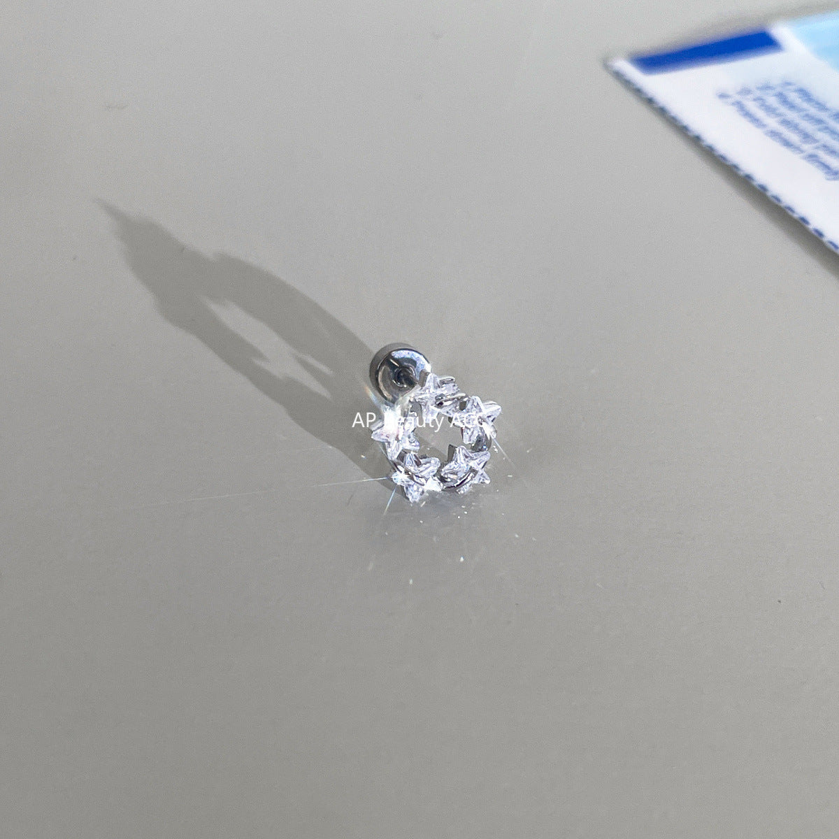 C廠-超閃輕奢五角星鋯石耳釘女小眾高級感甜美鈦鋼耳骨釘精緻時尚耳飾「EH-4211」25.10-3