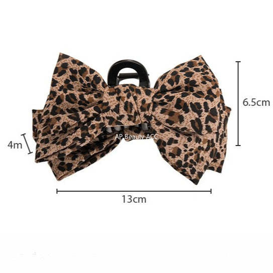 E廠-豹紋蝴蝶結抓夾女2025新款高級感盤髮夾後腦勺鯊魚夾秋冬氣質頭飾「27689」25.11-3