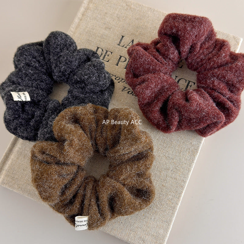 E廠-秋冬質感毛呢大腸髮圈韓系氣質百搭時尚丸子頭馬尾髮繩髮飾髮圈「26247」25.11-2